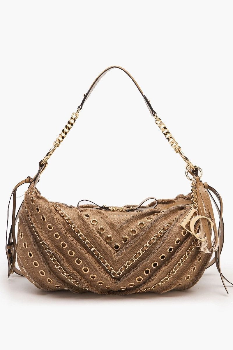 Borsa shopping Denim beige La Carrie