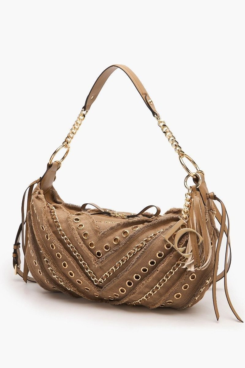 Borsa shopping Denim beige La Carrie