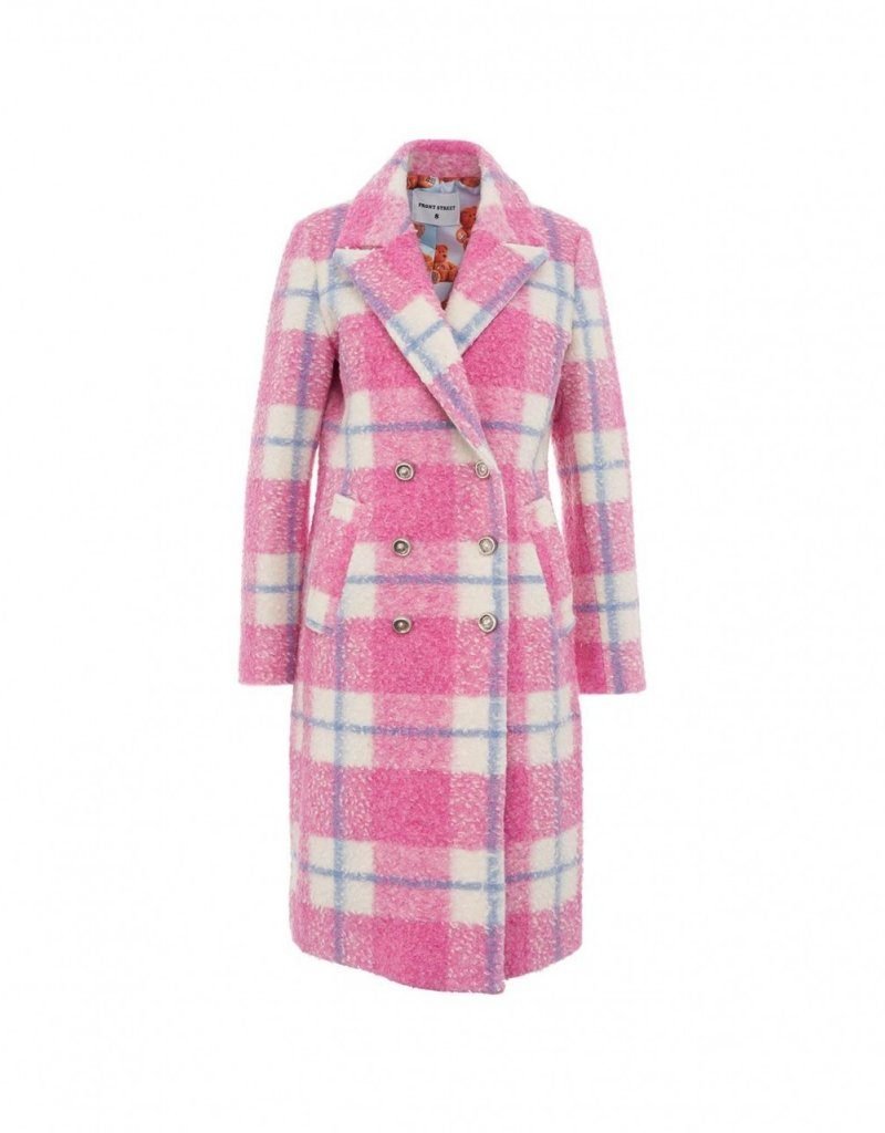 Cappotto Check white-pink doppiopetto -