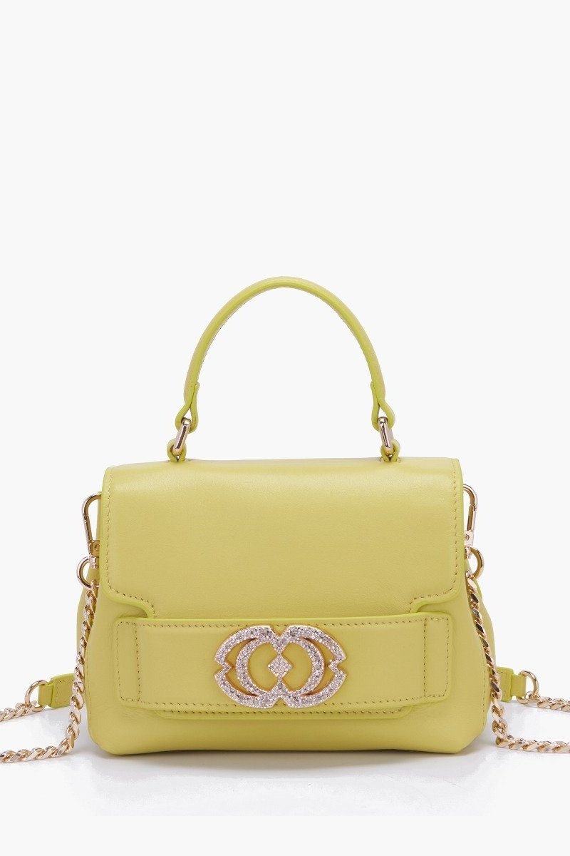 Borsa a mano Grace logo strass yellow - La Carrie