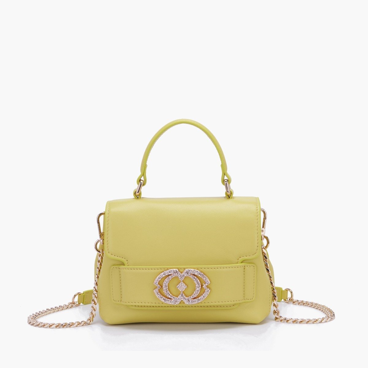 Borsa a mano Grace logo strass yellow - La Carrie