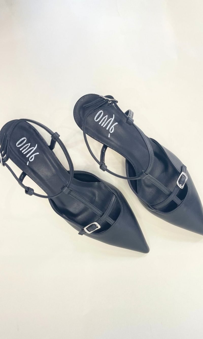 Slingback nera con cinturino alla caviglia - Ovyè