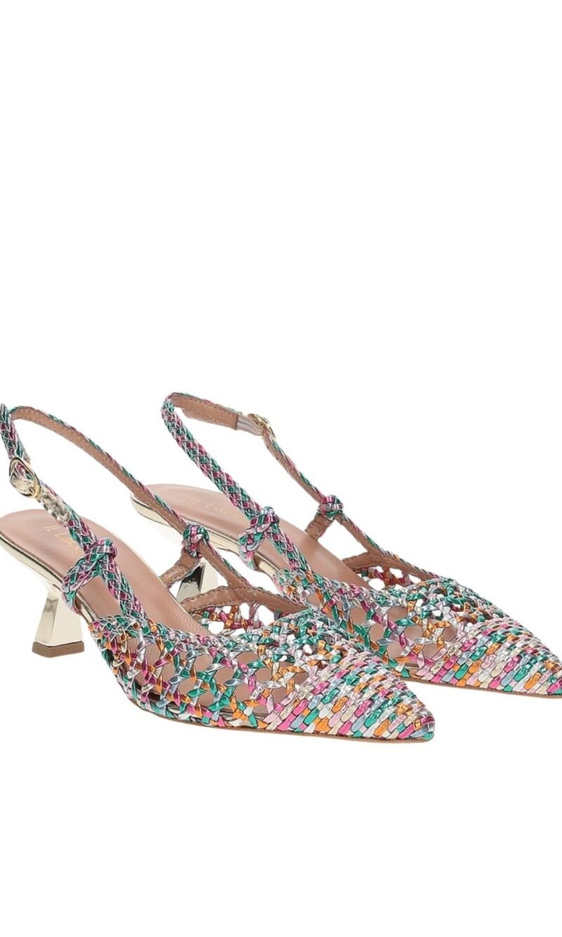 Slingback a punta multicolor intrecciata - Ovyé