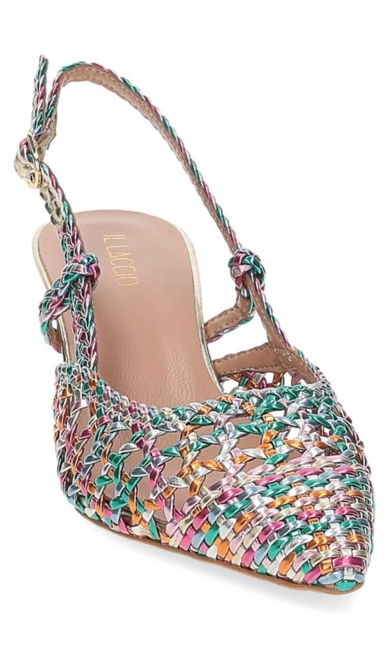 Slingback a punta multicolor intrecciata - Ovyé