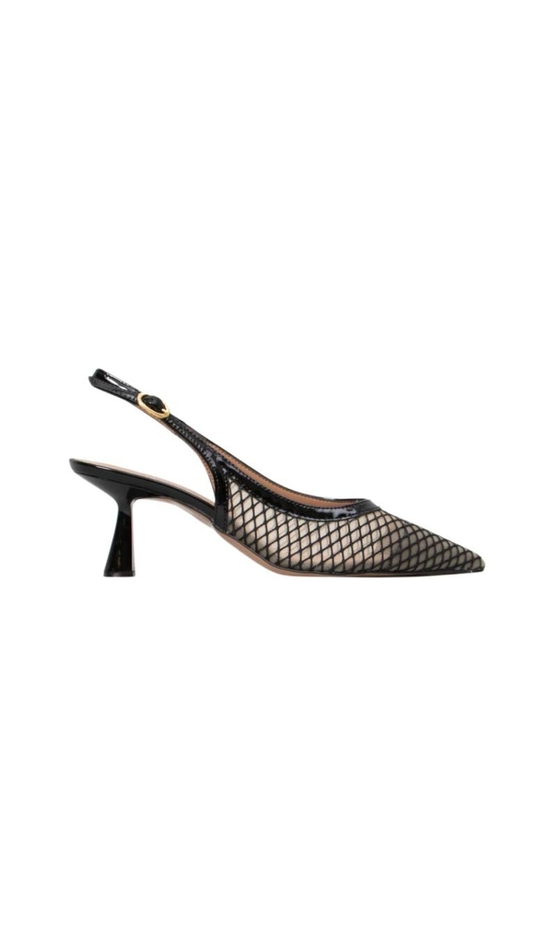 Slingback nera a rete con punta - Ovye