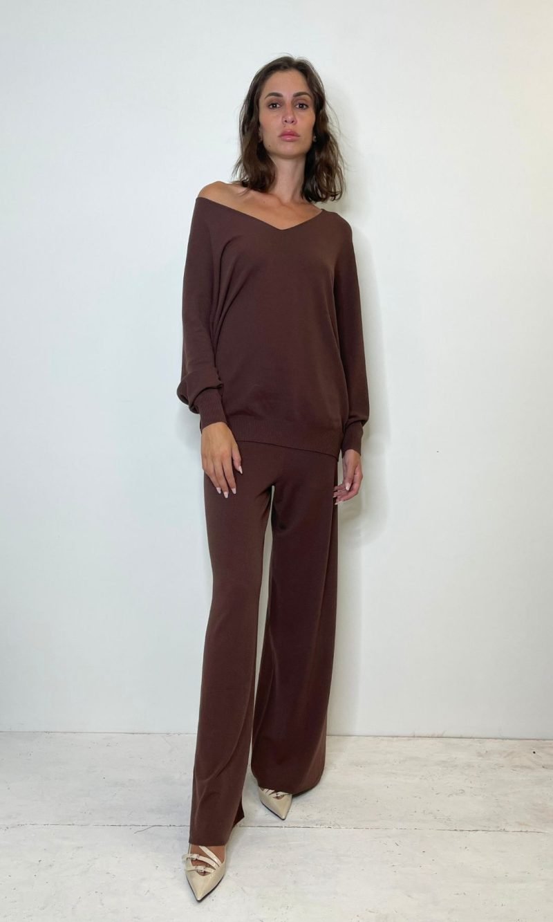 Pantalone in maglia cacao - Kontatto