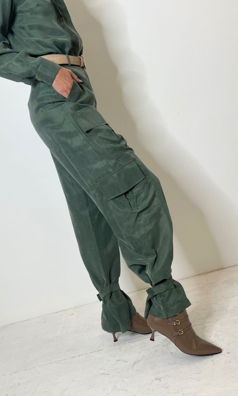 Pantalone cargo con fascia alla caviglia col. militare - Silence Limited