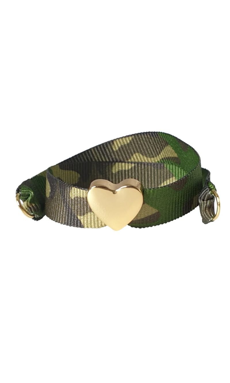 Bracciale camouflage verde cuore dorato - Nora Pfeiffer