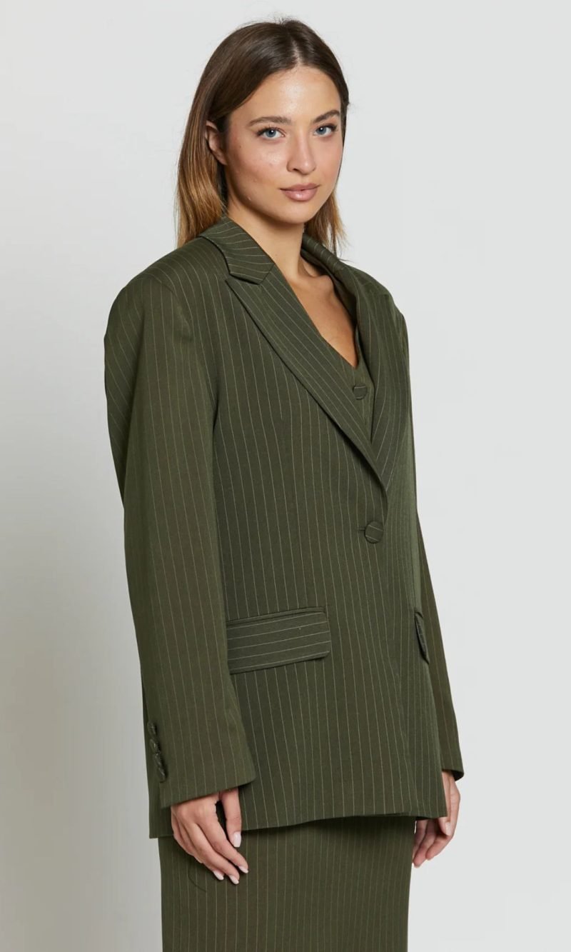 Blazer over gessato colore militare - Silence Limited