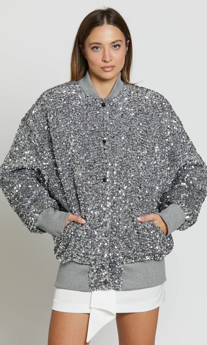 Bomber paillettes Paris grigio - Silence Limited