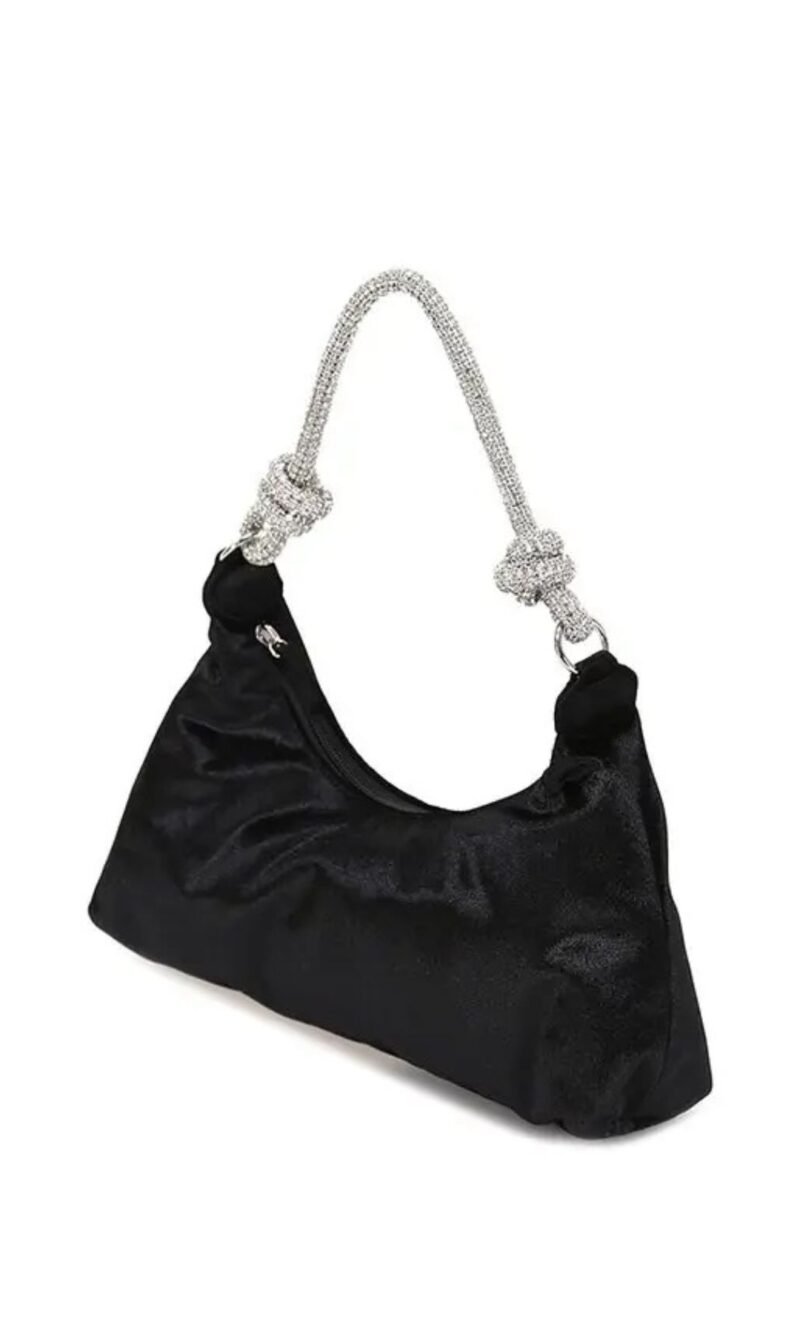 Borsa in velluto nero con manico di strass