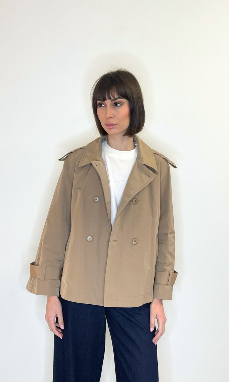 Trench taglio corto doppio petto beige - Souvenir Clubbing