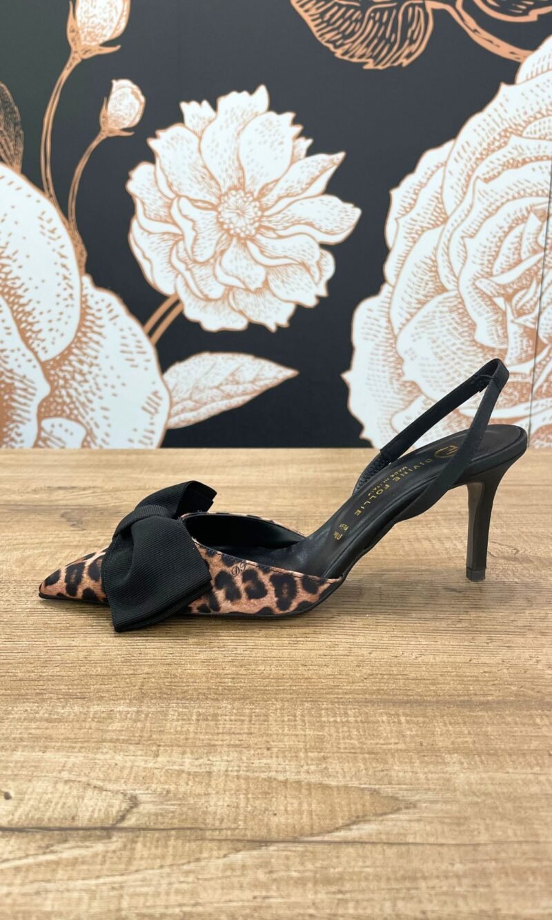 Slingback raso maculato con fiocco nero - Divine Follie