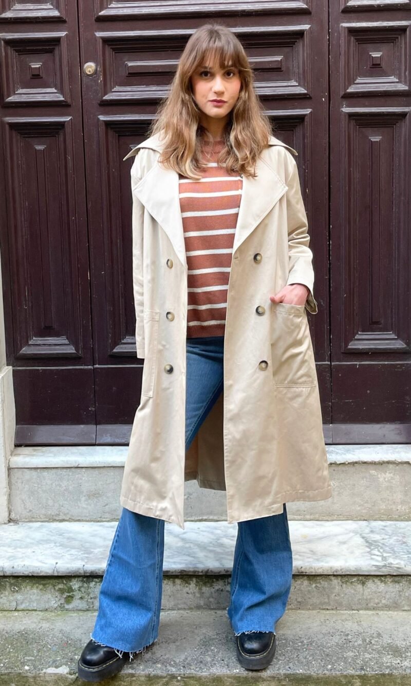 Trench over con tasconi beige - HaveOne